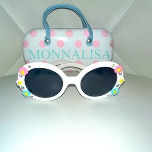 MONNALISA Girls Floral Crystal Sunglasses With Case in White